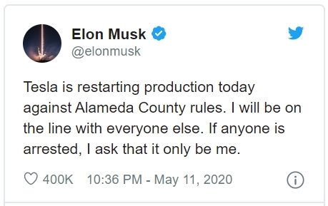 Tweet di Musk